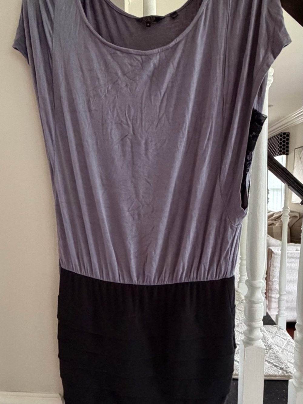 Guess Two-Tone Mini Dress in Lavender and Black
